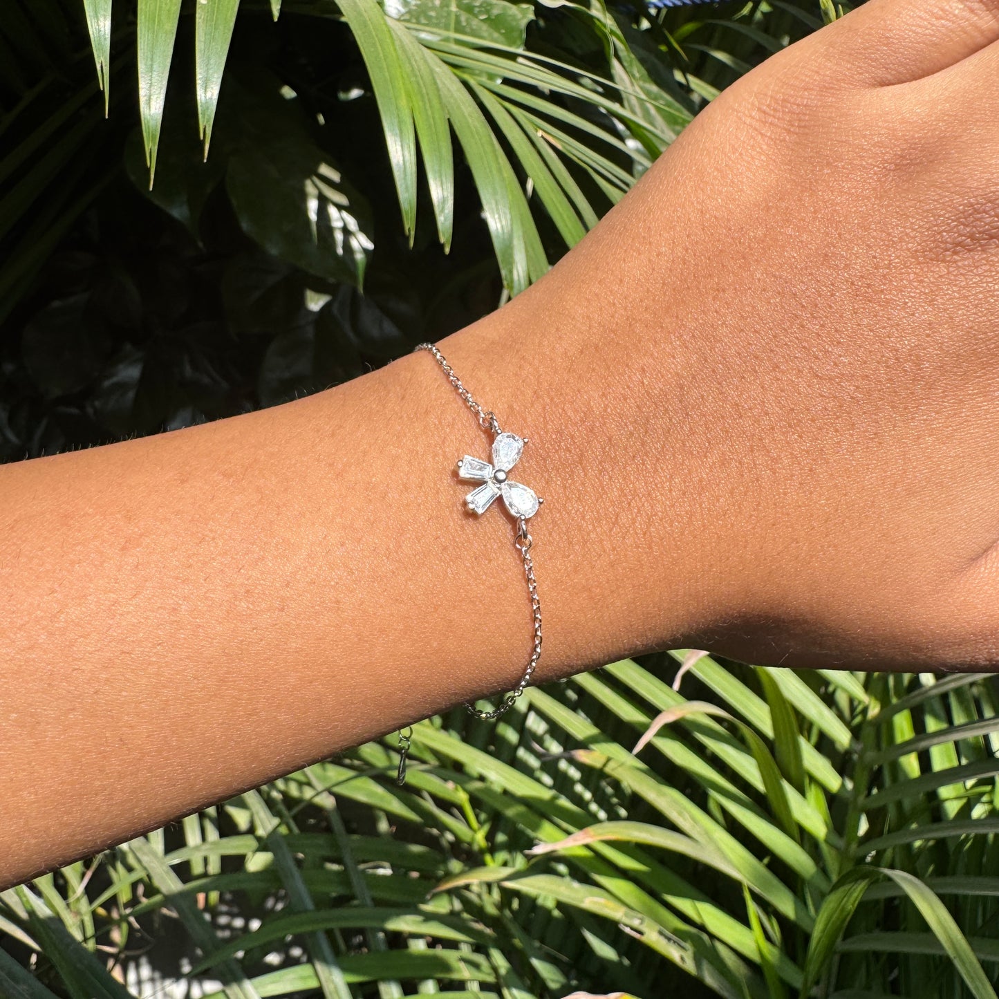 Silver White Bow Bracelet