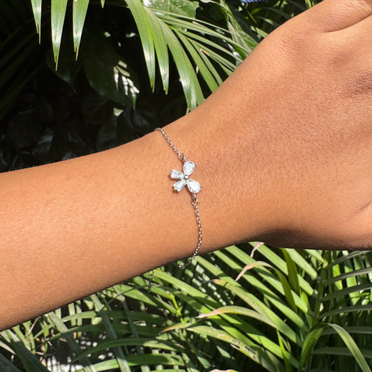 Silver White Bow Bracelet