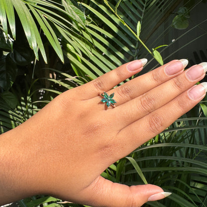 Siver Emerald Bloom Ring