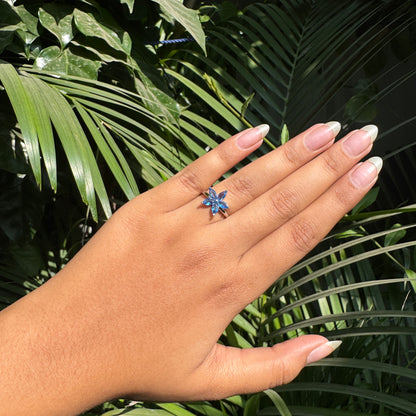 Siver Azure Bloom Ring