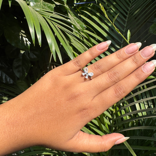 Silver White Bow Ring