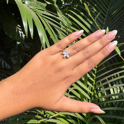 Silver White Bloom Ring