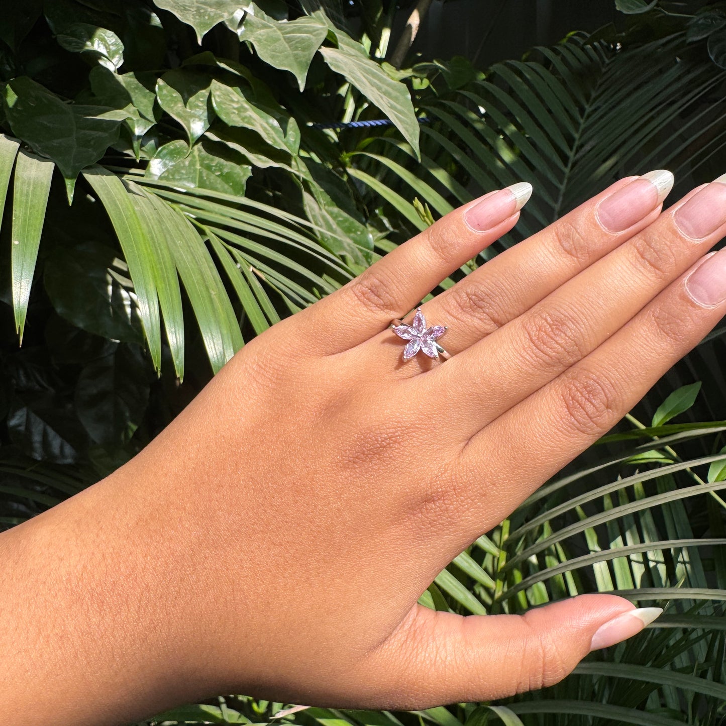 Siver Pink Bloom Ring