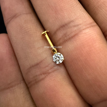 Floating Round Diamond Stud Earring