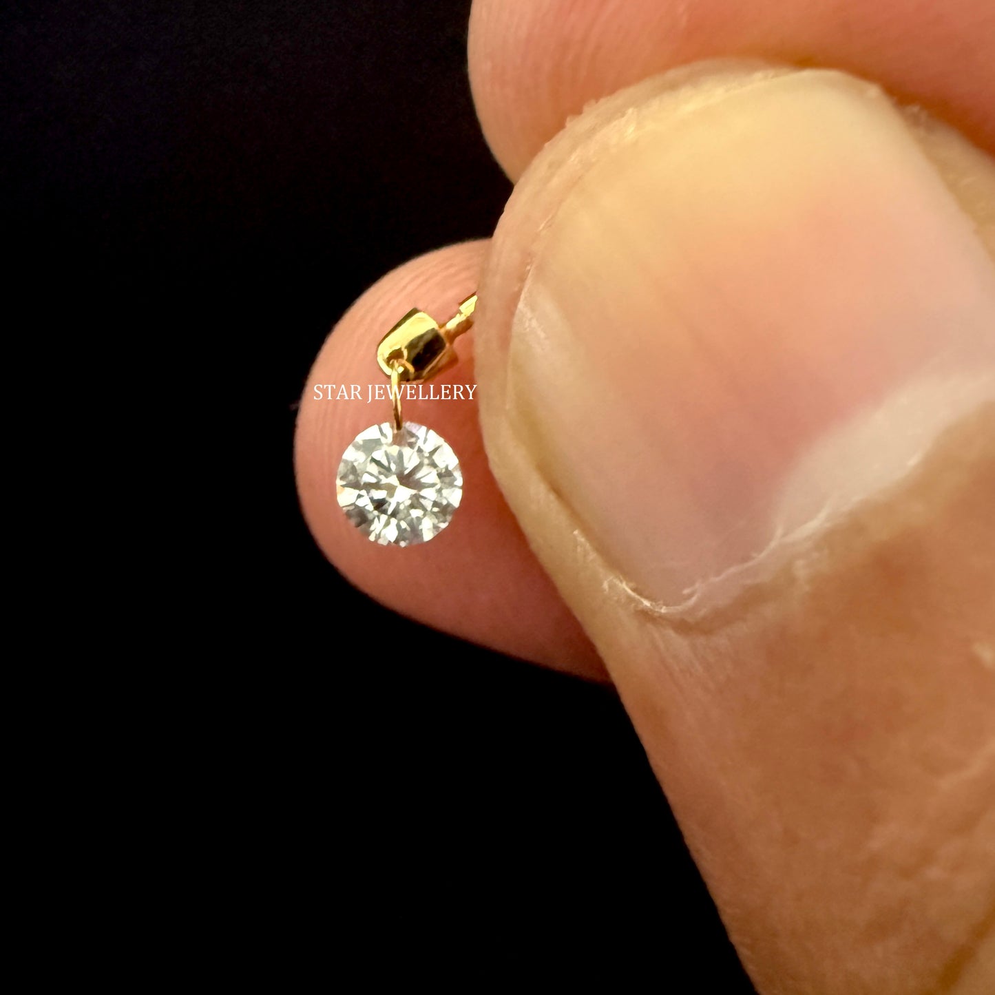 Floating Round Diamond Stud Earring