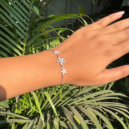 Silver White Bloom Bracelet