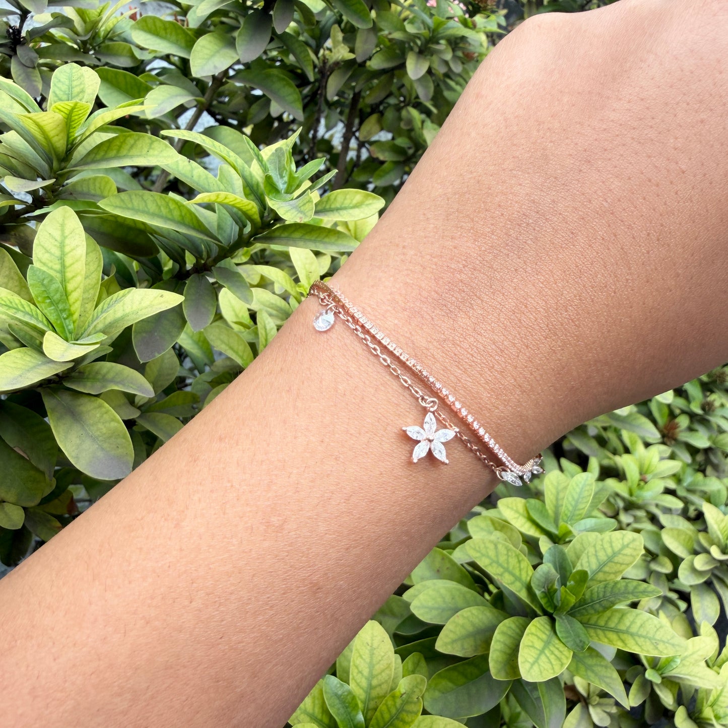 Rose Gold Plated Silver Layered Star Bracelet