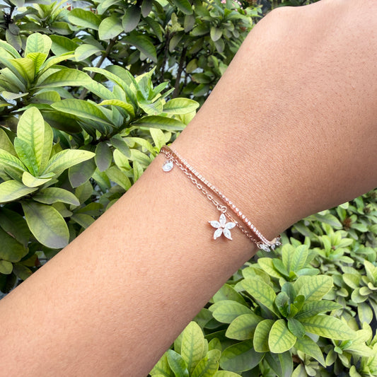 Rose Gold Plated Silver Layered Star Bracelet