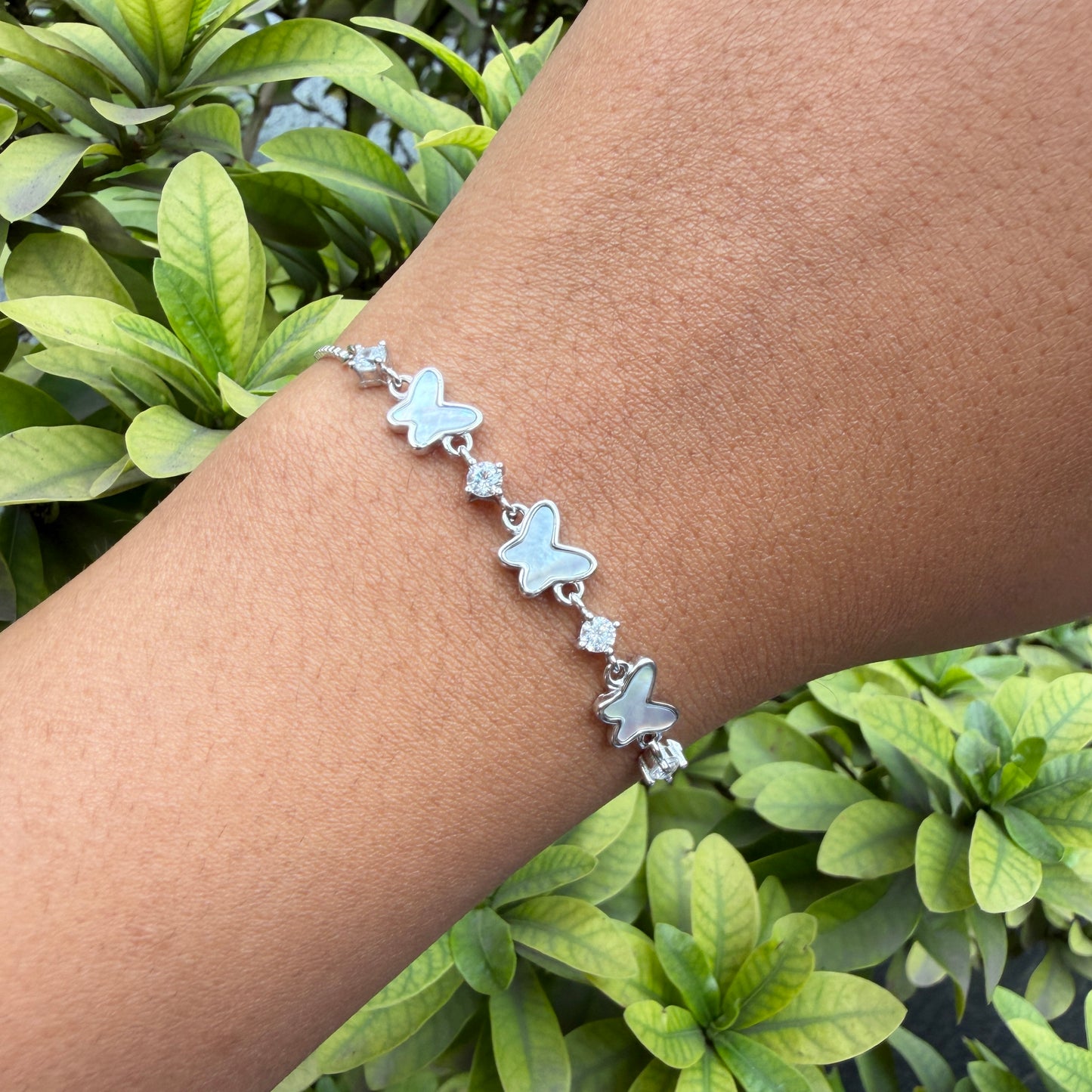 Silver Butterfly Cluster Bracelet