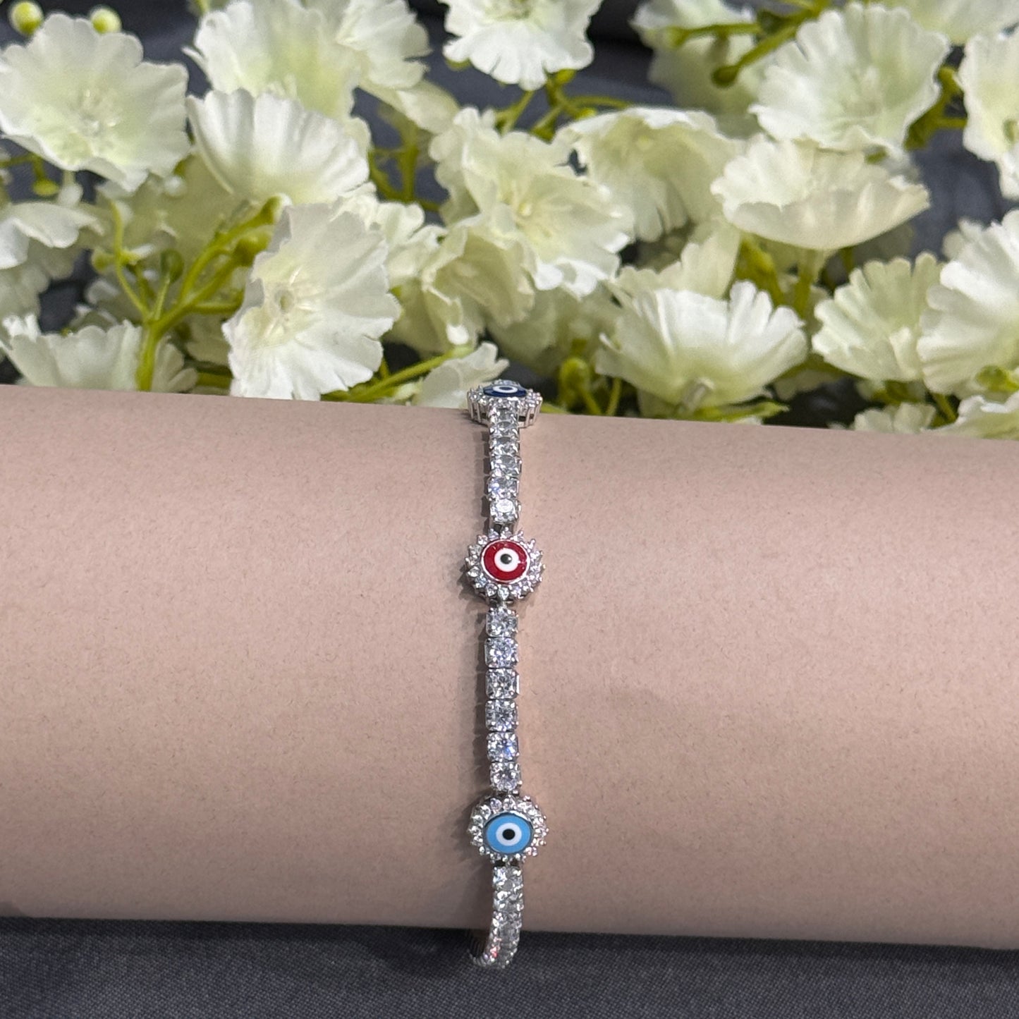 Silver Evil Eye Tennis Bracelet