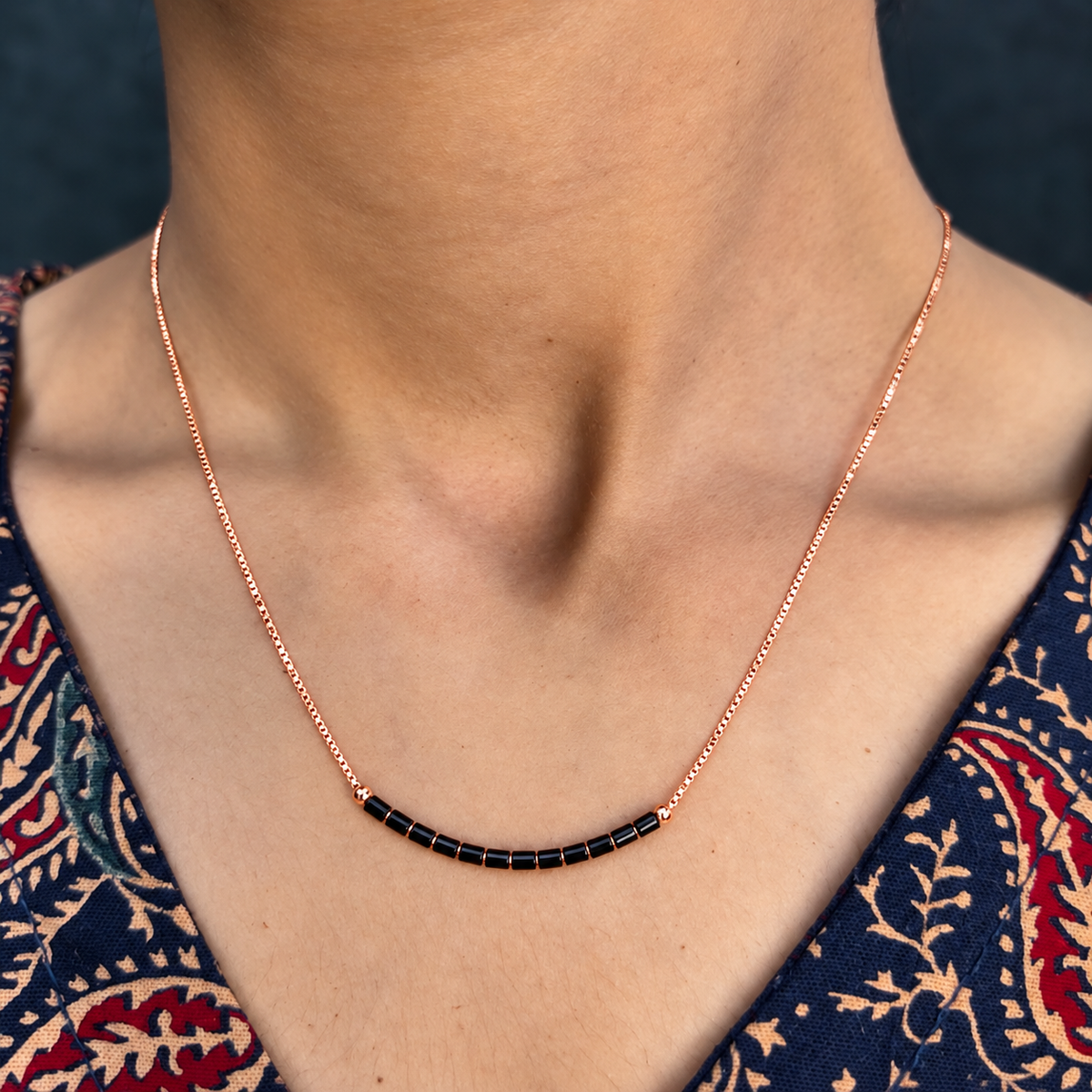Rose Gold Plated Silver Arc Mangalsutra