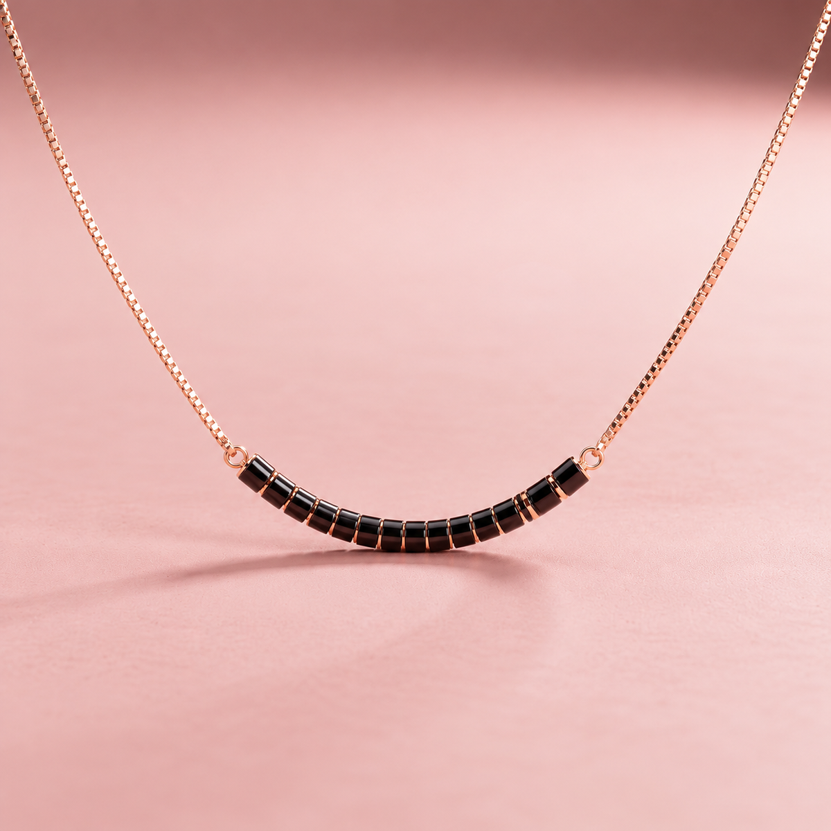Rose Gold Plated Silver Arc Mangalsutra