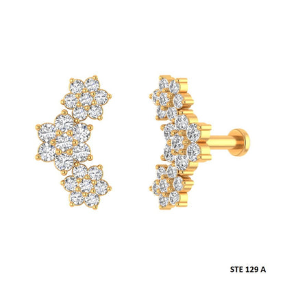 Natural Diamond Solid Gold Ear Climber
