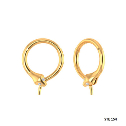 14K Solid Gold Snake Daith Piercing