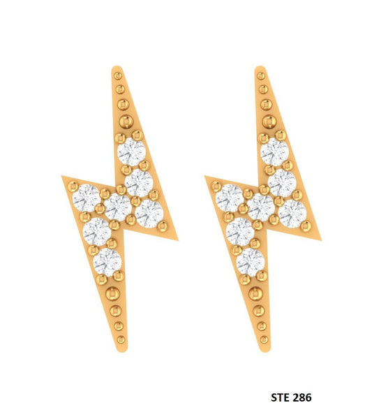 Lightening Bolt Solid Gold Diamond Piercing