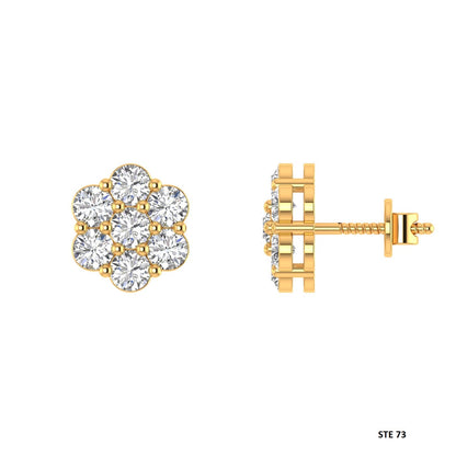 14K Gold Lab Grown Diamond Cluster Earring