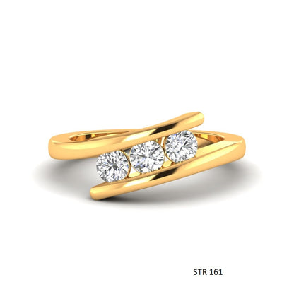 14K GOLD THREE STONE Diamond Ring
