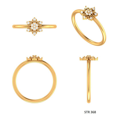 14K Solid Gold LAB Diamond Multi Stone Flower Ring