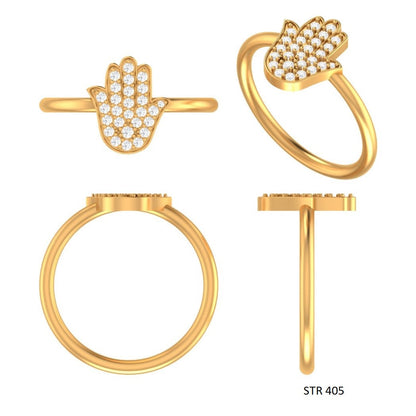 Solid Gold LAB Diamond Hamsa Ring