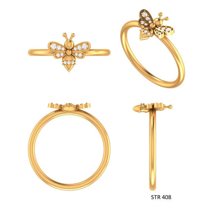 Solid Gold LAB Diamond Dainty BEE Ring