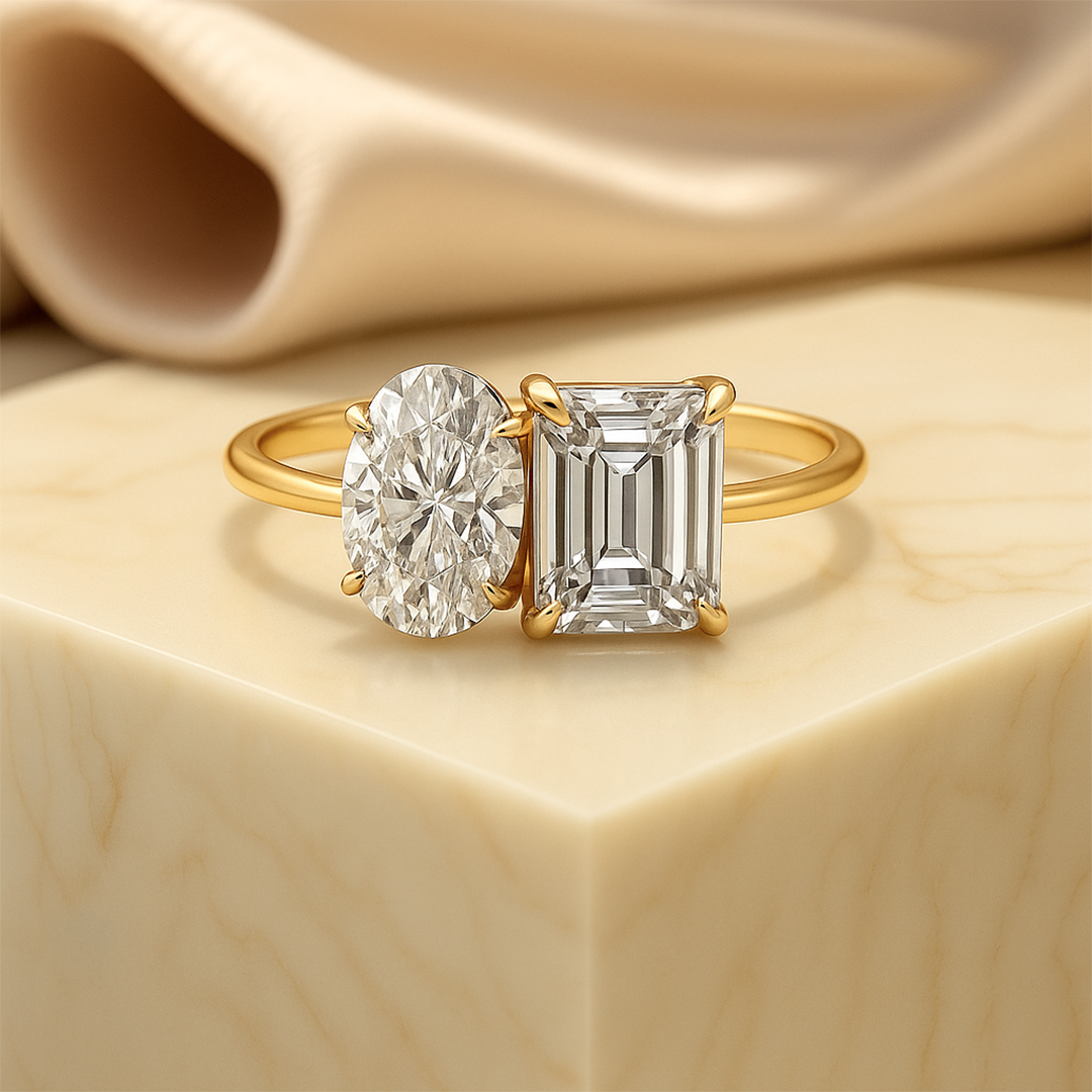 14K Solid Gold IGI Certified Lab Grown Diamond Toi Et Moi Engagement Ring