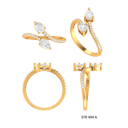 Twin Pear CVD Diamond Solid Gold Ring