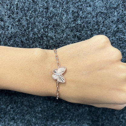 Rose Gold Plated Silver Reversible Butterfly Bracelet