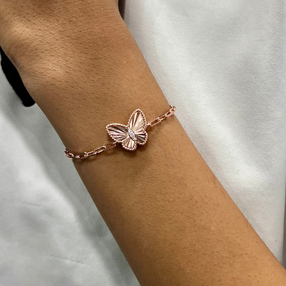 Rose Gold Plated Silver Reversible Butterfly Bracelet