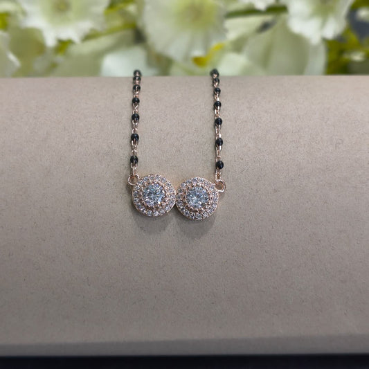 RoseGold Plated Double Circle White Stone Mangalsutra