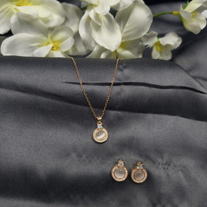 Rose Gold Plated Luxe Round Necklace Set
