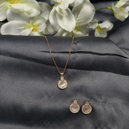 Rose Gold Plated Luxe Round Necklace Set
