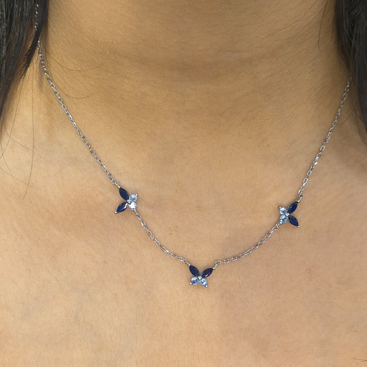 Silver Blue Wings Necklace