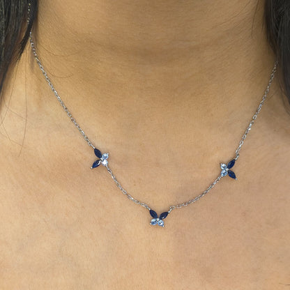 Silver Blue Wings Necklace