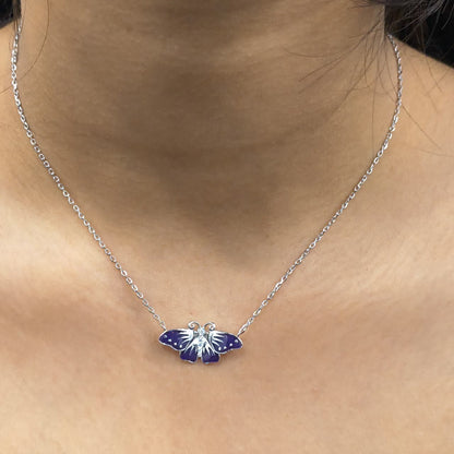 Silver  Purple Monarch Necklace