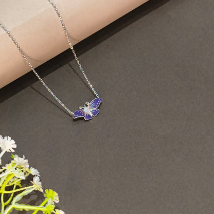 Silver  Purple Monarch Necklace