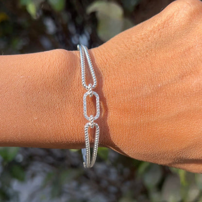 Silver rope‑twisted Modern Bracelet