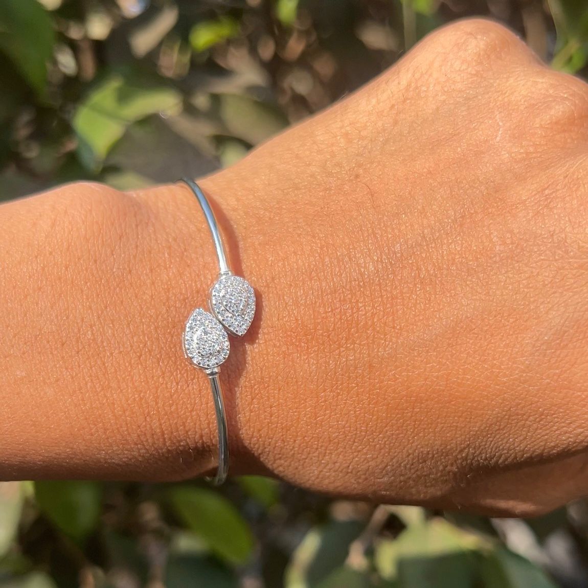 Silver Twin Leaf Bracelet