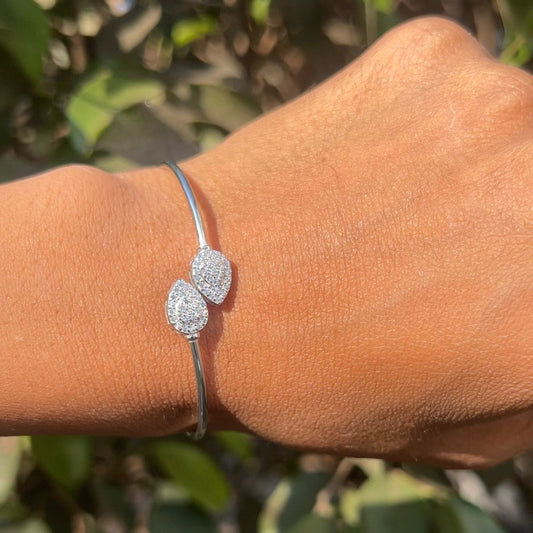 Silver Twin Leaf Bracelet