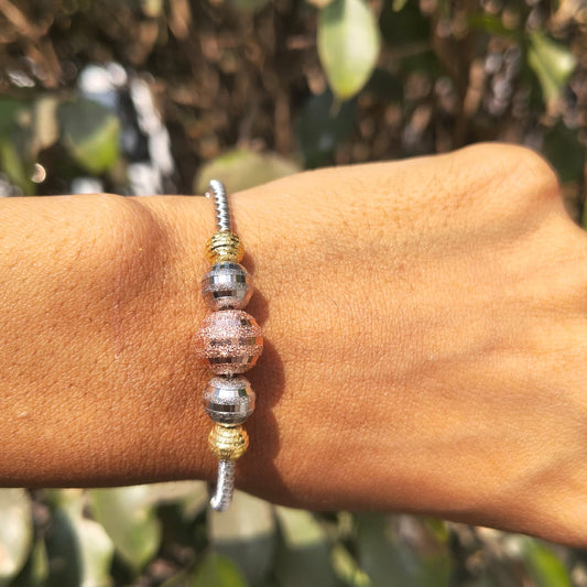 Silver & Gold Bead Wire Bracelet