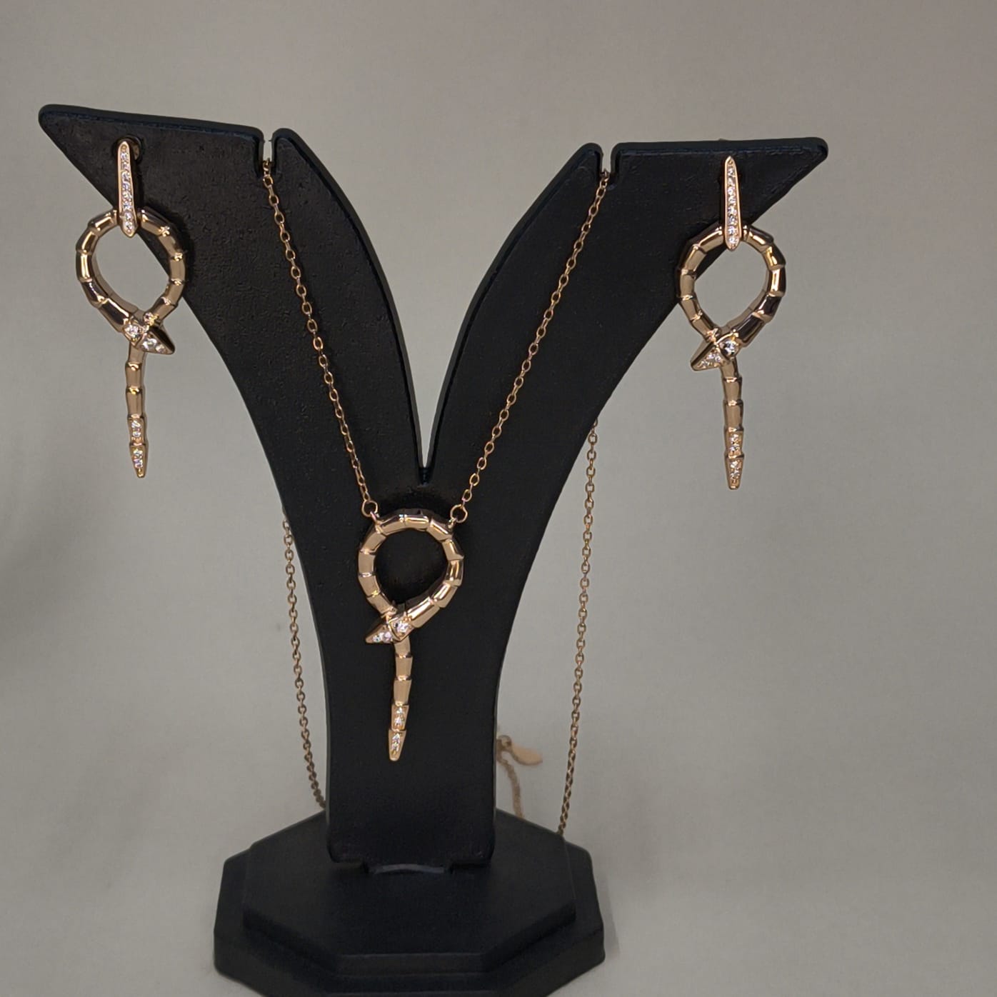 Rose Gold Plated Silver Zircon Serpent Necklace