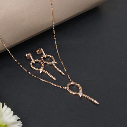 Rose Gold Plated Silver Zircon Serpent Necklace