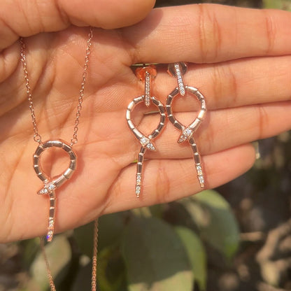 Rose Gold Plated Silver Zircon Serpent Necklace