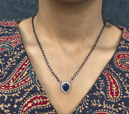 Silver Teardrop Blue Mangalsutra