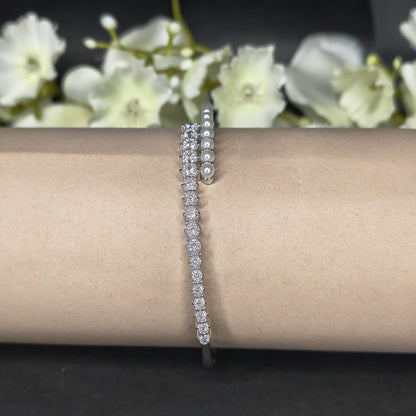 Silver Zircon with Pearl Shine Elegant Bracelet