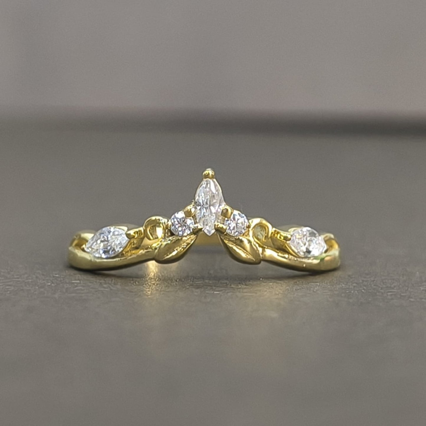Twisted Gold Pear Lab Grown Diamond Crown Ring