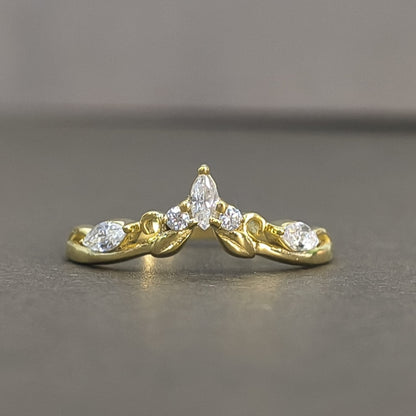 Twisted Gold Pear Lab Grown Diamond Crown Ring