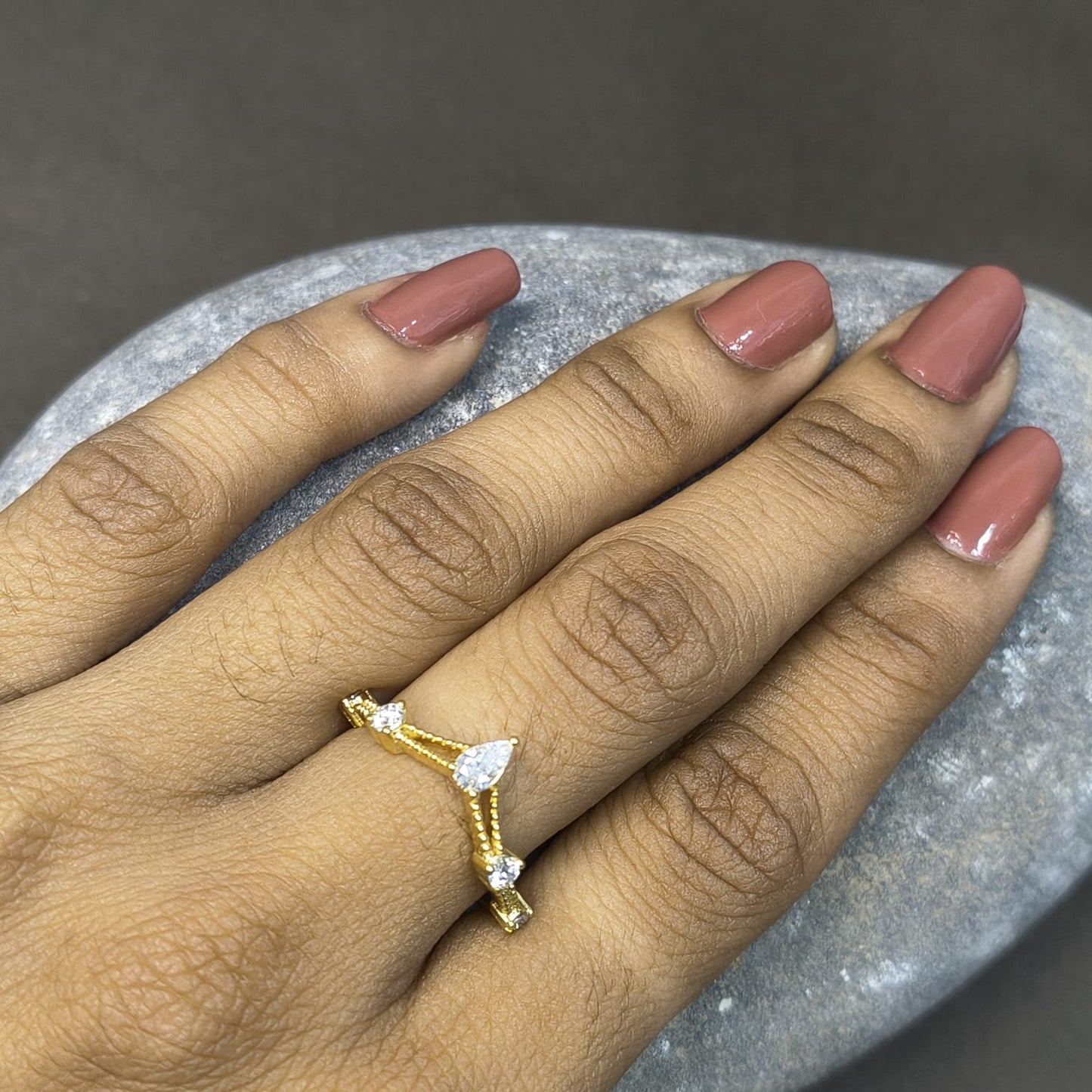 Luna Pear V Curve Lab Grown Diamond 10K Gold Ring
