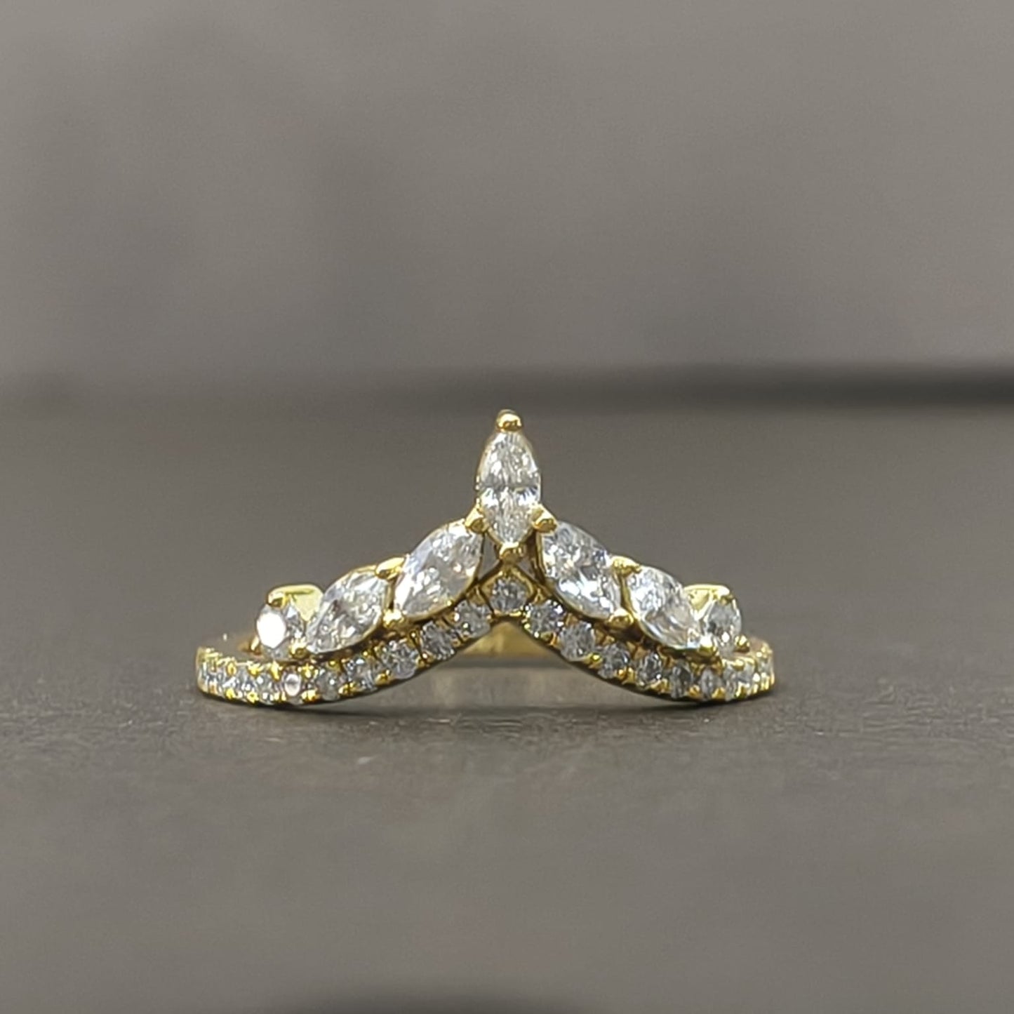 Gold Luxury V‑Shaped Brilliant Lab Grown Diamond Ring