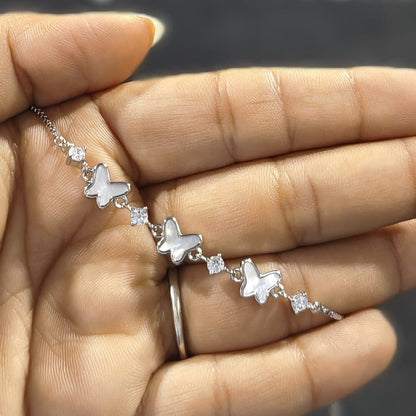 Silver Butterfly Cluster Bracelet