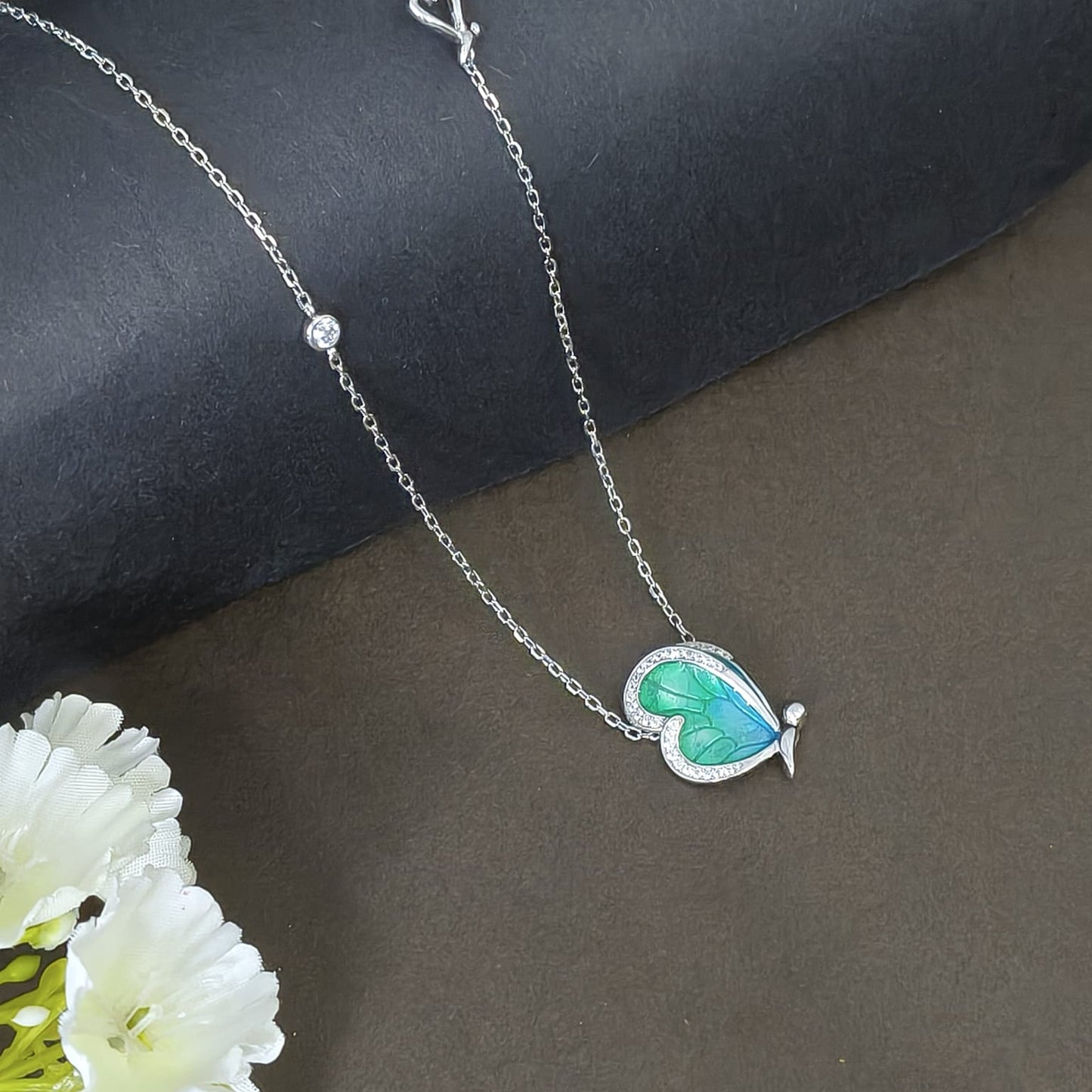 Silver  Forest Wings Necklace